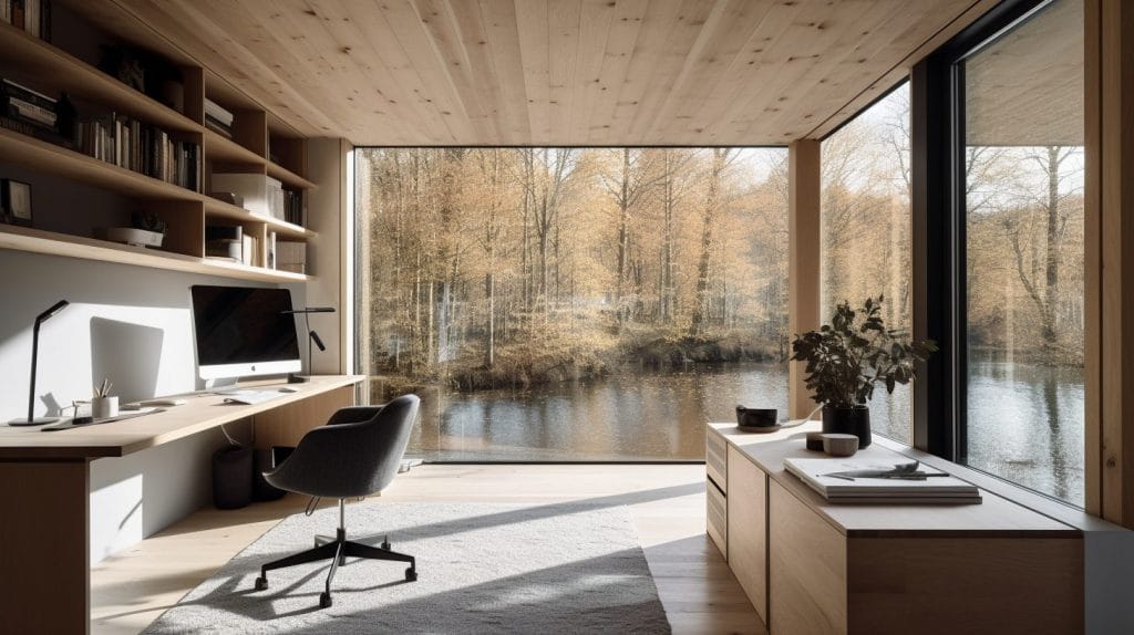 Modern home office design with a view by Decorilla