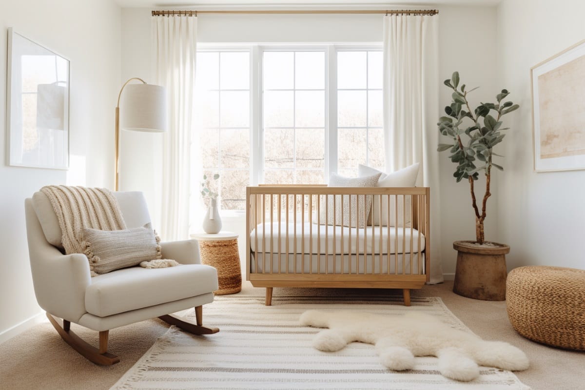 Organic modern interior design in a nursery by Decorilla