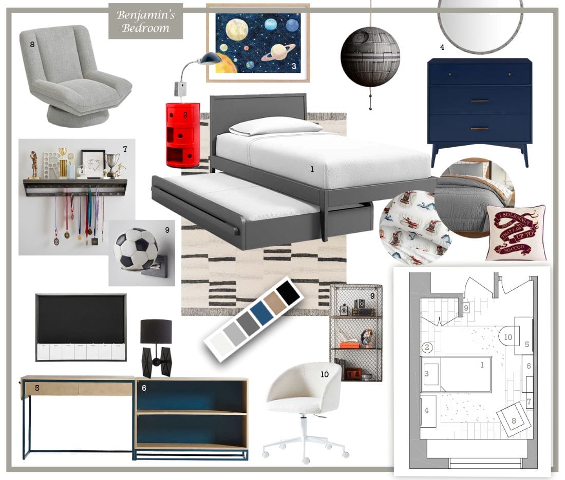 Before & After: Fun Boys and Girls Bedroom Interior Design - Decorilla ...