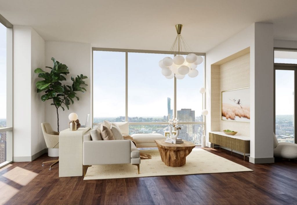 Bright and airy, luxury contemporary interior design of a condo by Decorilla