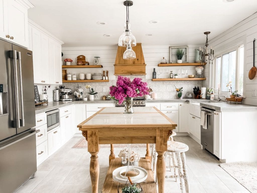French provincial kitchen inspiration with a portable island by Decorilla