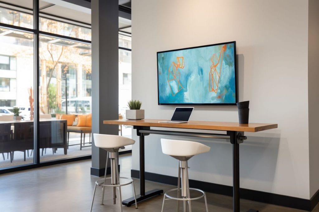 Interactive screen as a wall decor for office by Decorilla