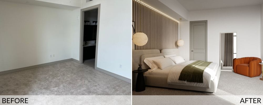 Luxurious contemporary interior's bedroom design by Decorilla