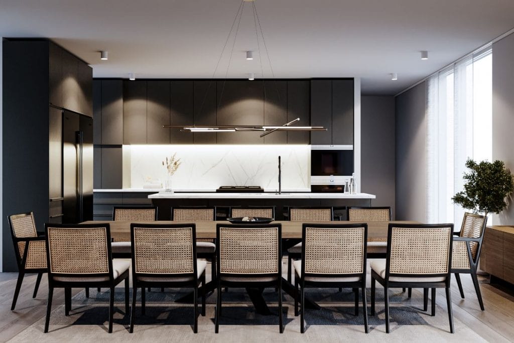 Modern masculine dining room decor by Decorilla