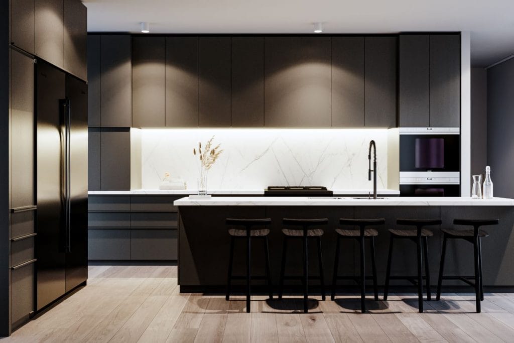 Modern masculine kitchen design by Decorilla