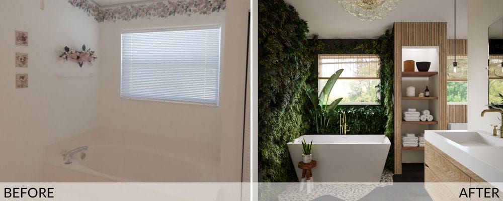 Tropical bathroom design results by Decorilla
