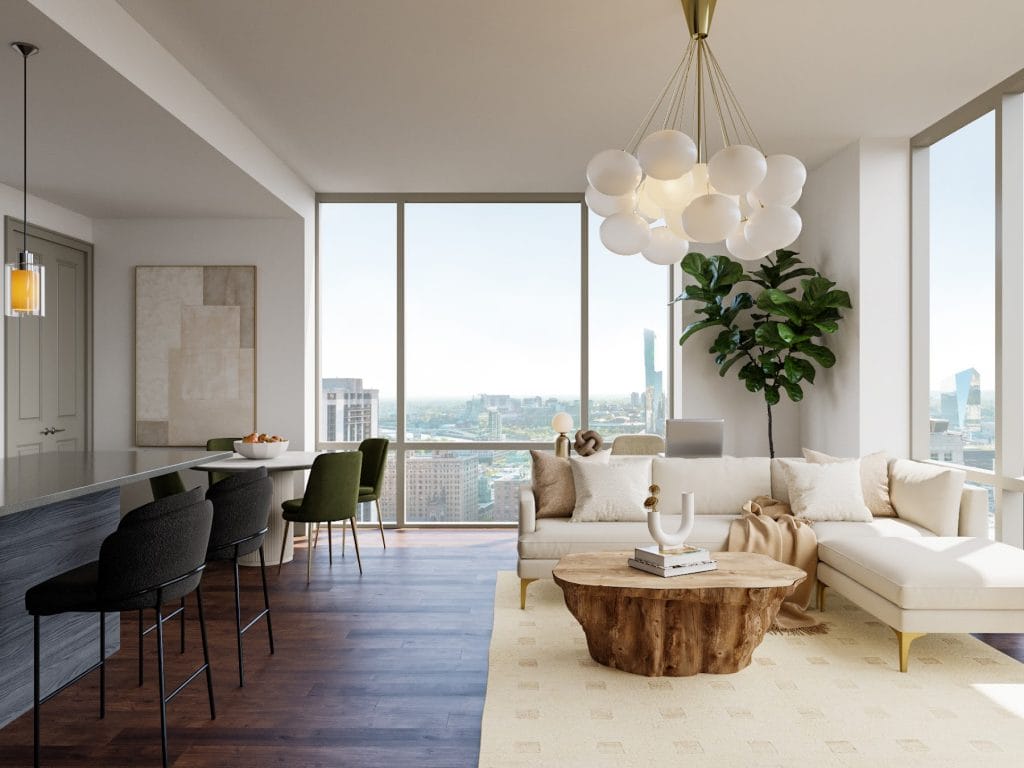 Contemporary luxury living room design by Decorilla