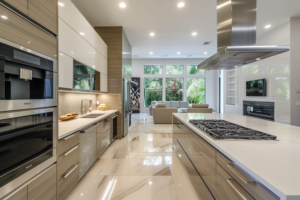 Contemporary sleek galley kitchen renovation by Decorilla