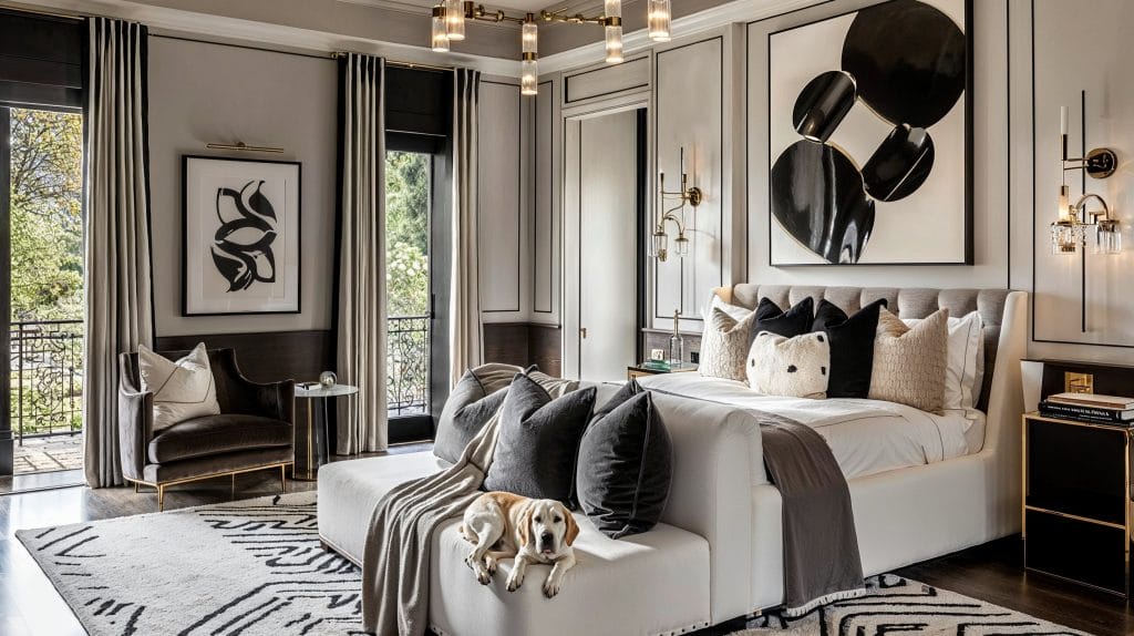 Exquisite comfort of a luxe primary bedroom by Decorilla