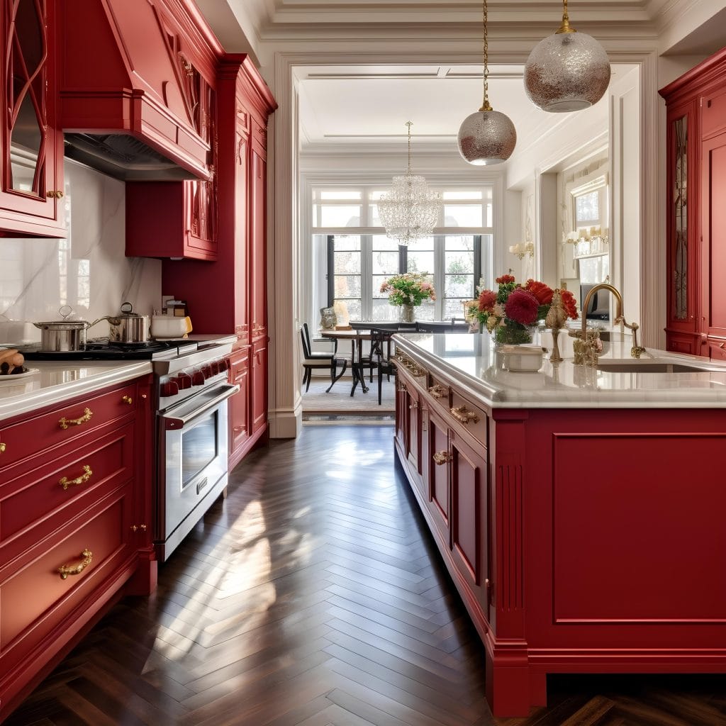 Galley kitchen with island by Decorilla