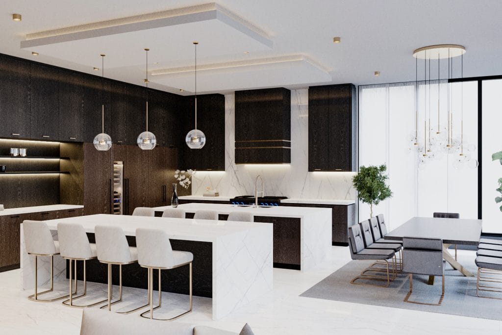 Modern sleek kitchen, new build interior design by Decorilla