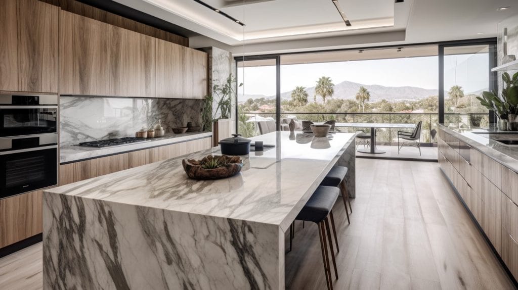 Sleek, nature-inspired galley kitchen ideas by Decorilla