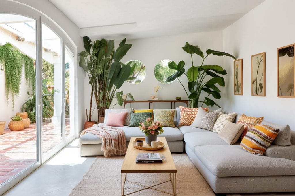 Spring home decor in a living room