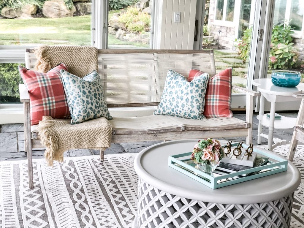 Spring home decor on a porch by Decorilla designer, Nicole P.
