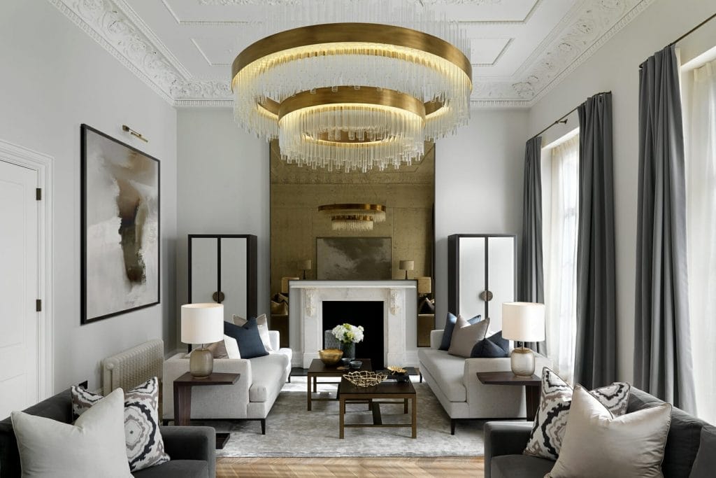 Subtle art of plaster in ceiling design, living room by Decorilla