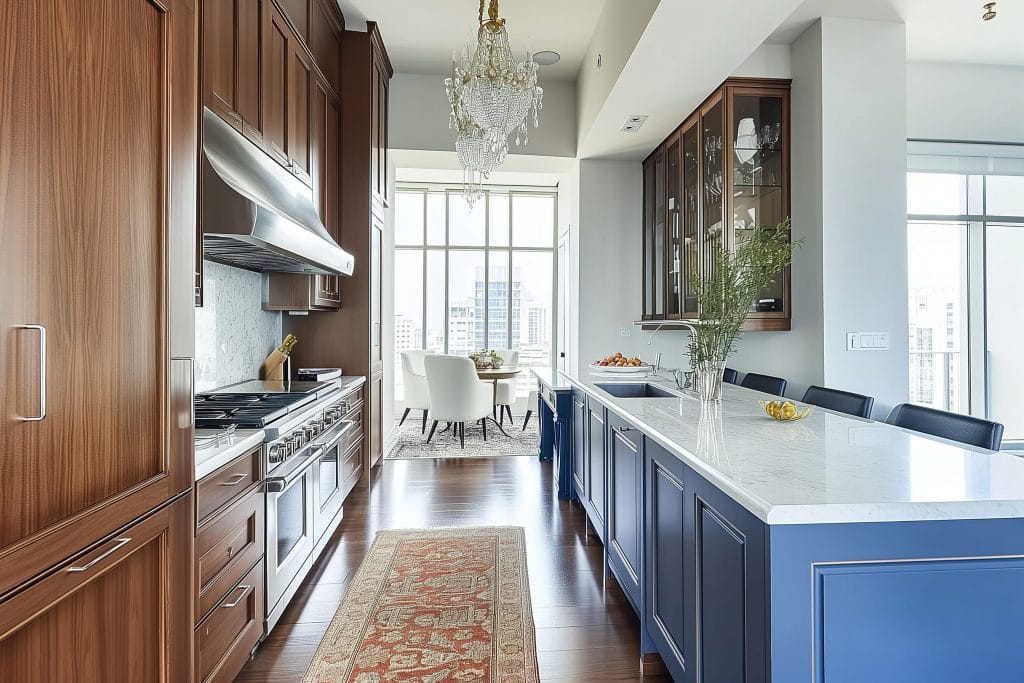 two tone galley kitchen remodel by Decorilla