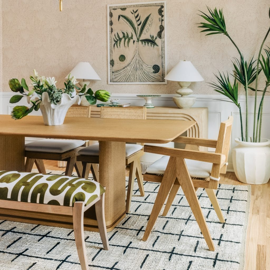 Biophilic rustic dining room interior by Decorilla designer, Maja E.