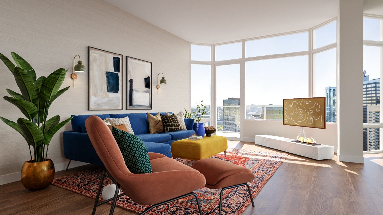Image showcasing Before & After: Vibrant Eclectic Apartment Design - Decorilla Online ...