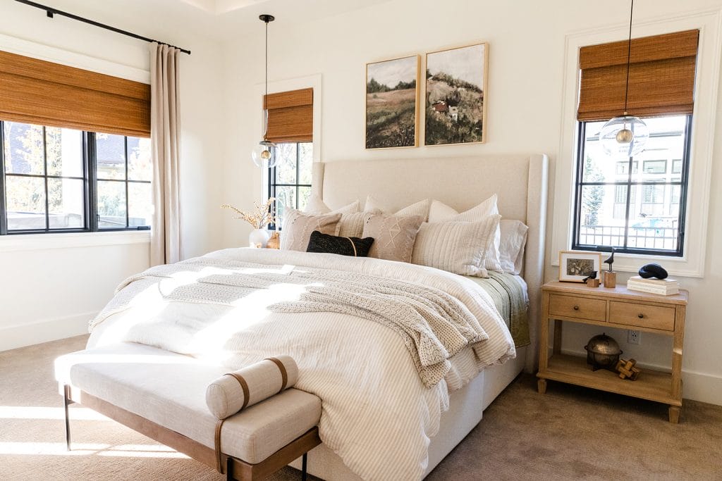 Cozy modern-rustic bedroom by Decorilla designer, Sharene M.