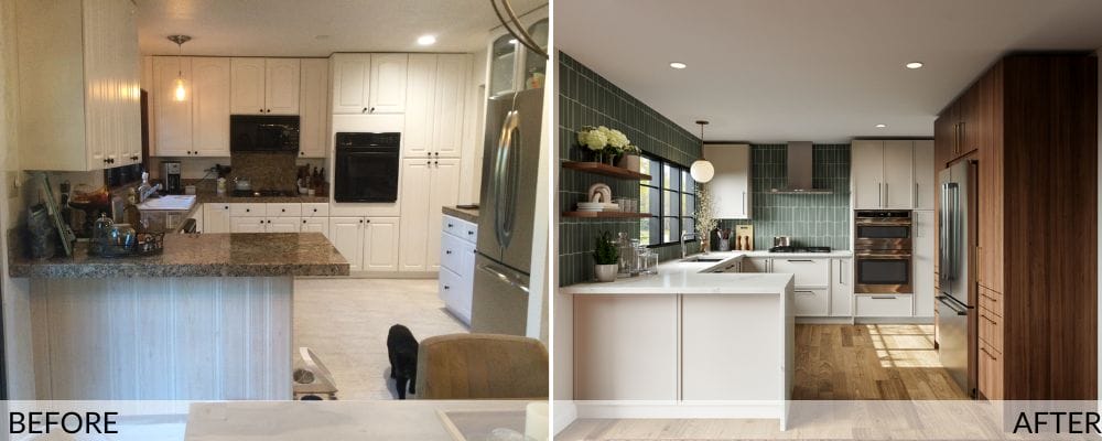 Eclectic mid-century modern kitchen before and after design by Decorilla
