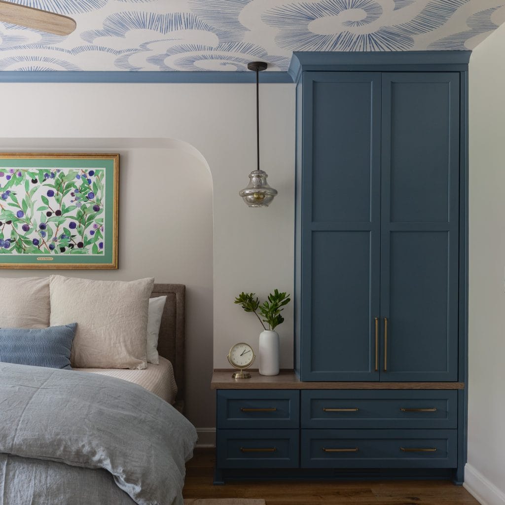 Elaborate custom primary bedroom ideas by Decorilla designer, Katrina M.