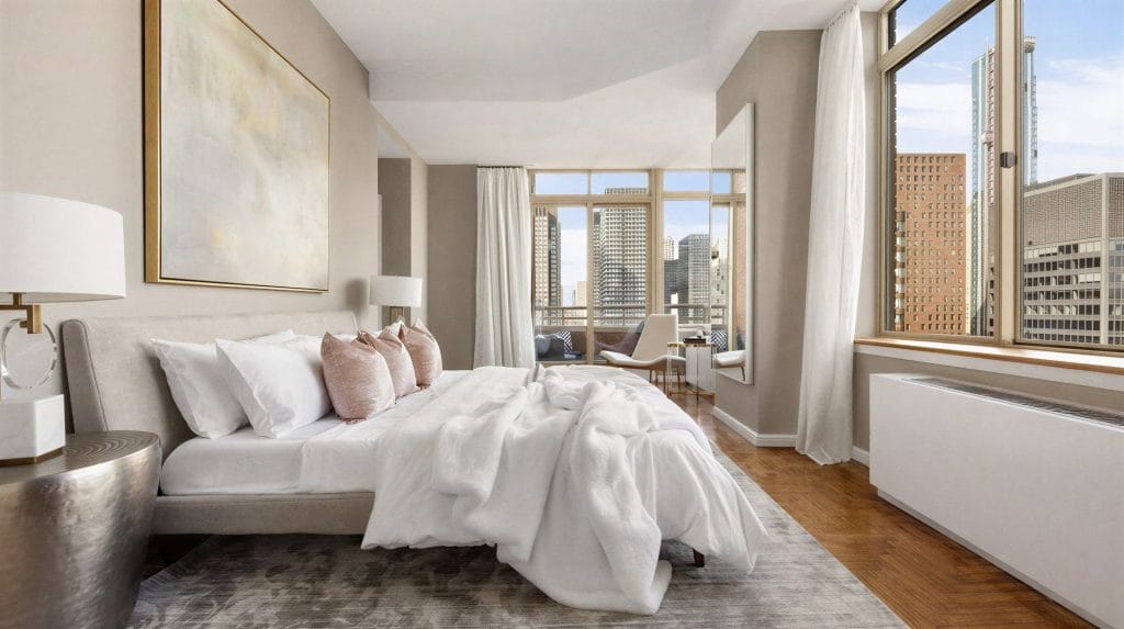 Luxurious primary bedroom design ideas by Decorilla designer, Leanna S.