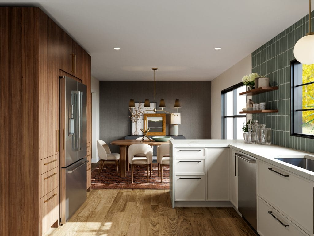 Mid-century modern eclectic kitchen design by Decorilla