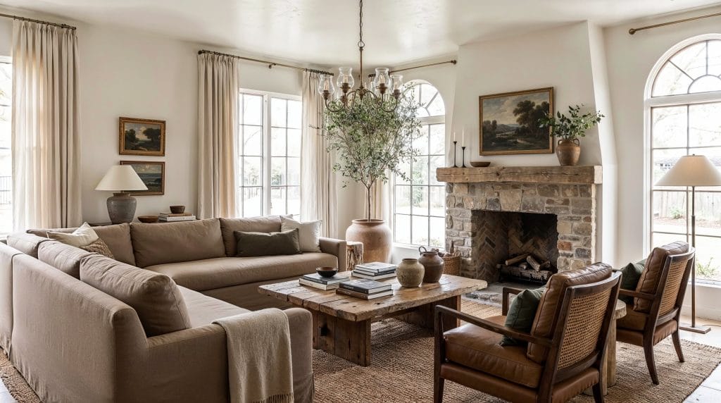 Rustic living room interior by Decorilla