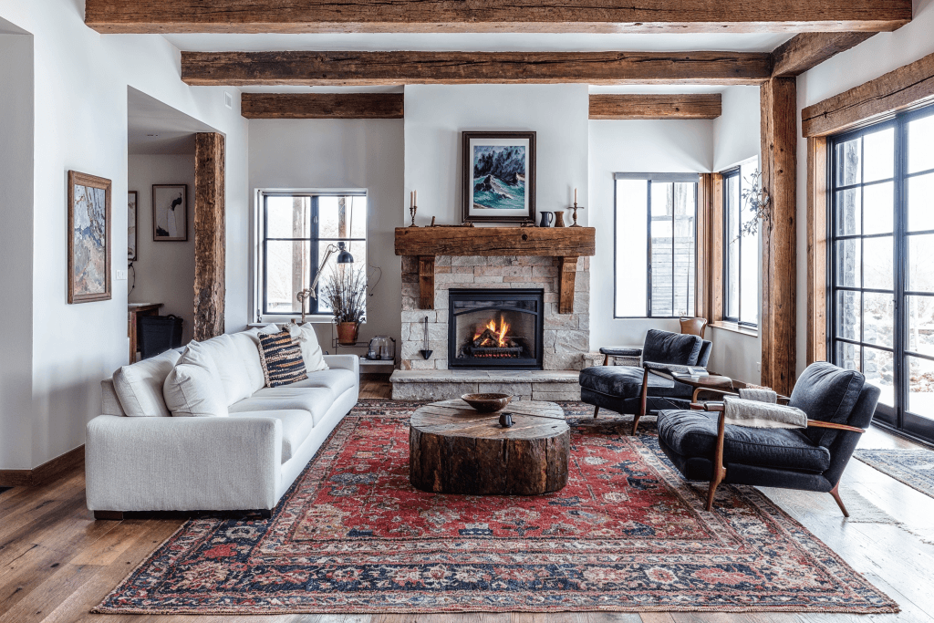 Rustic living room interior design by Decorilla