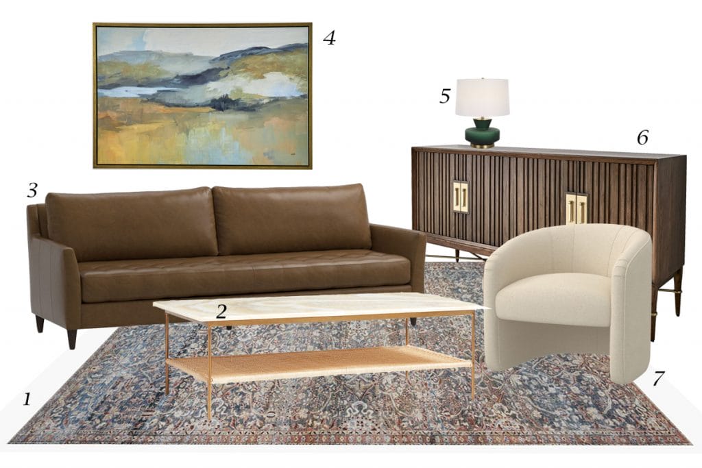 Top picks for eclectic mid-century modern living room by Decorilla