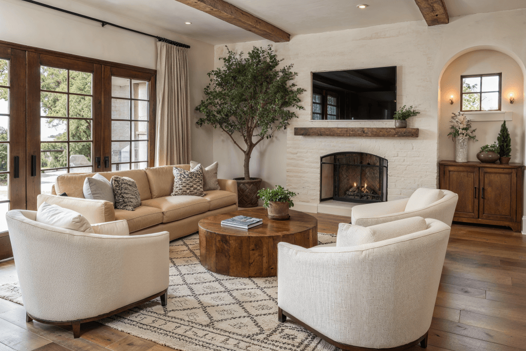 Transitional rustic interior design by Decorilla