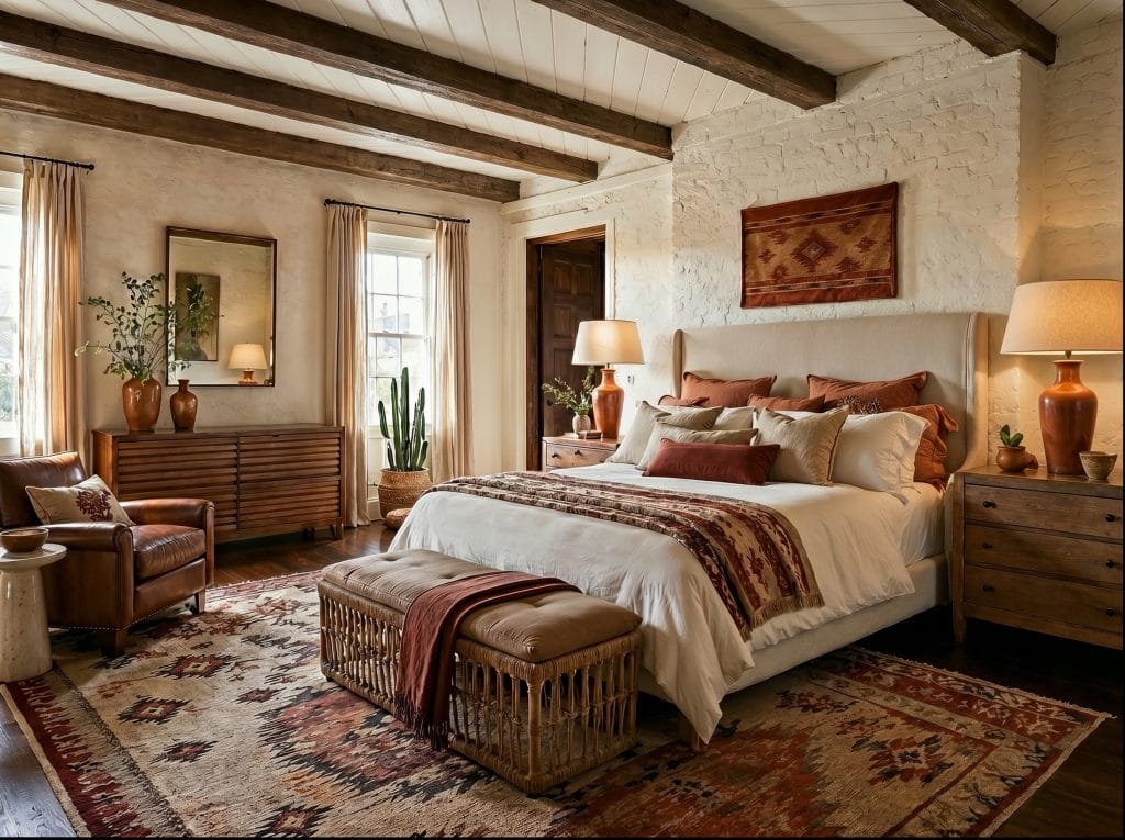 Western chic in a rustic bedroom interior by Decorilla