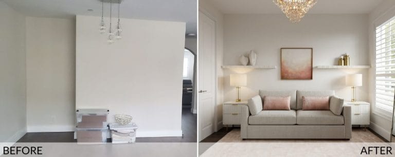 Before & After: Glam Townhouse Interior Design - Decorilla Online ...