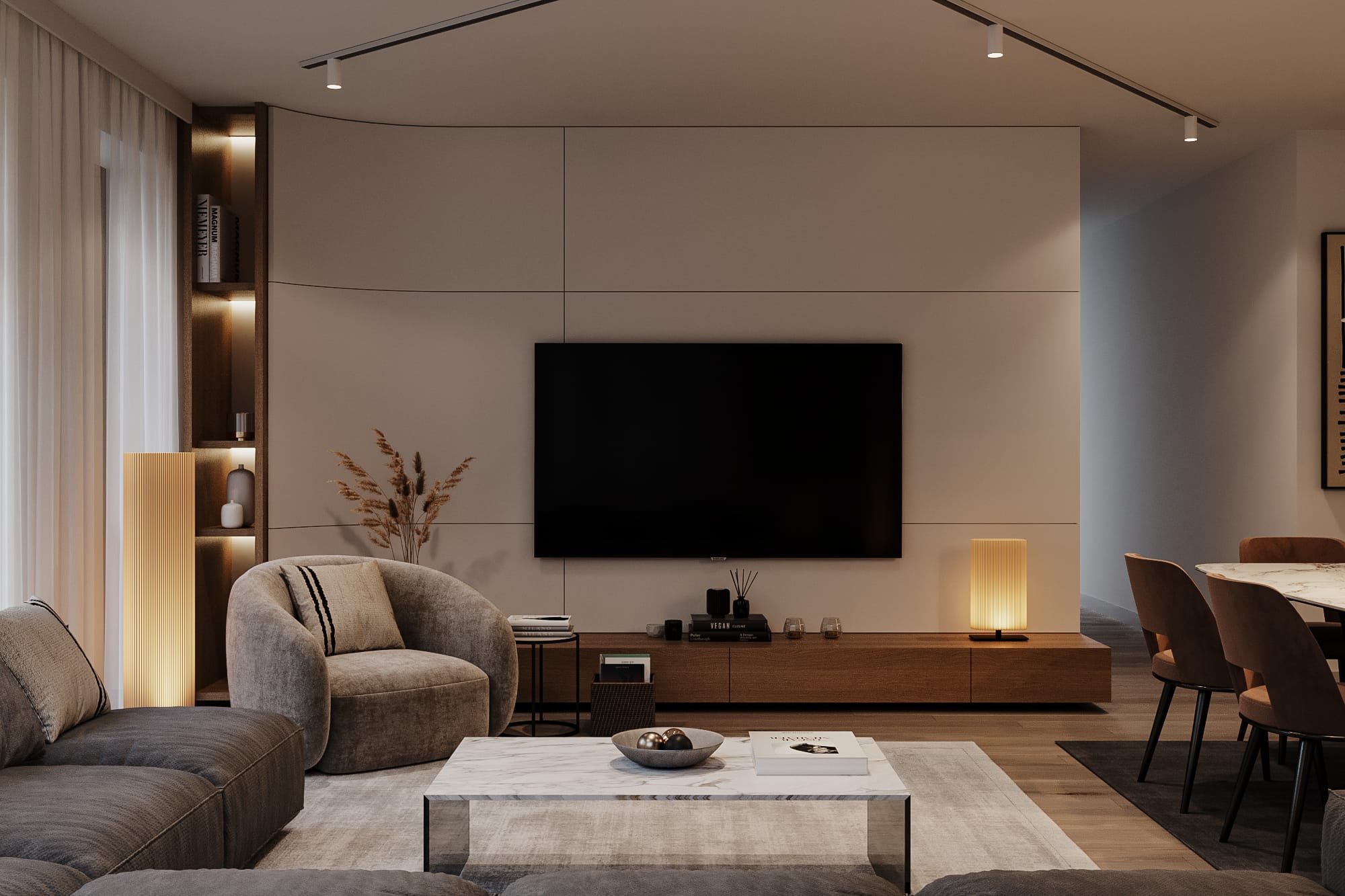 Before & After: Modern Minimalist Living Room, Dining Room & Bedroom