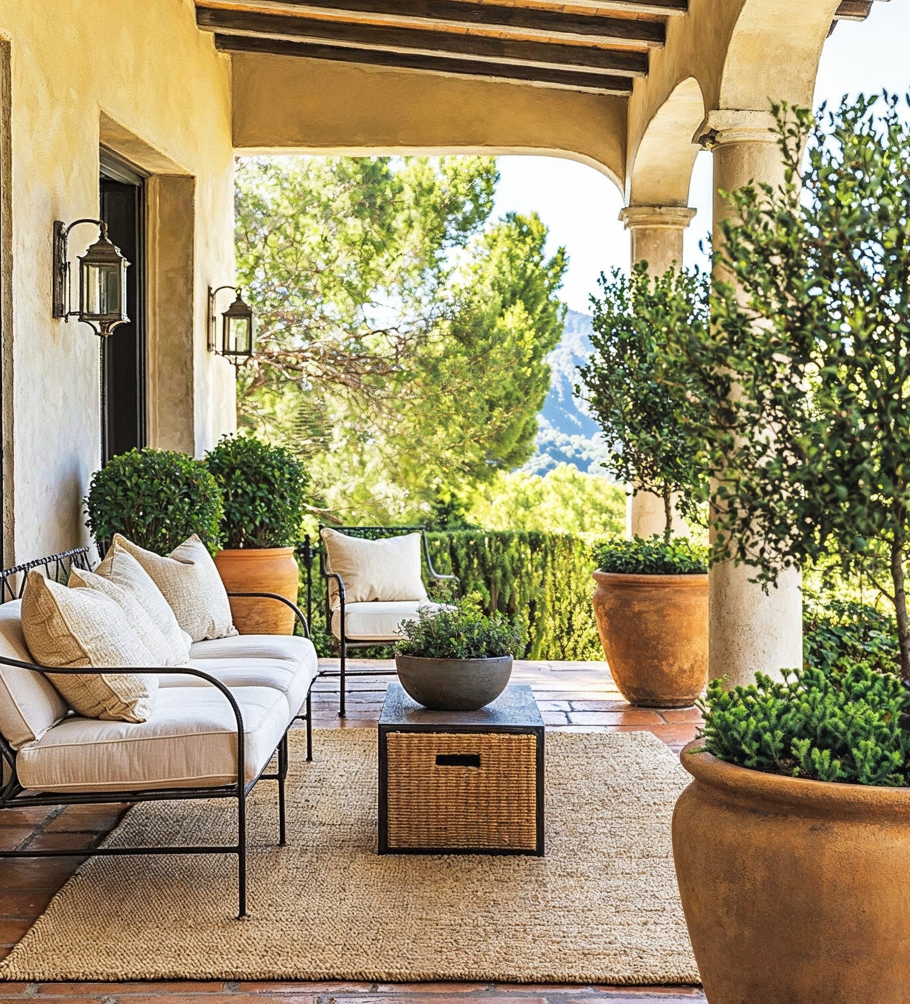 Tuscan style porch design by Decorilla