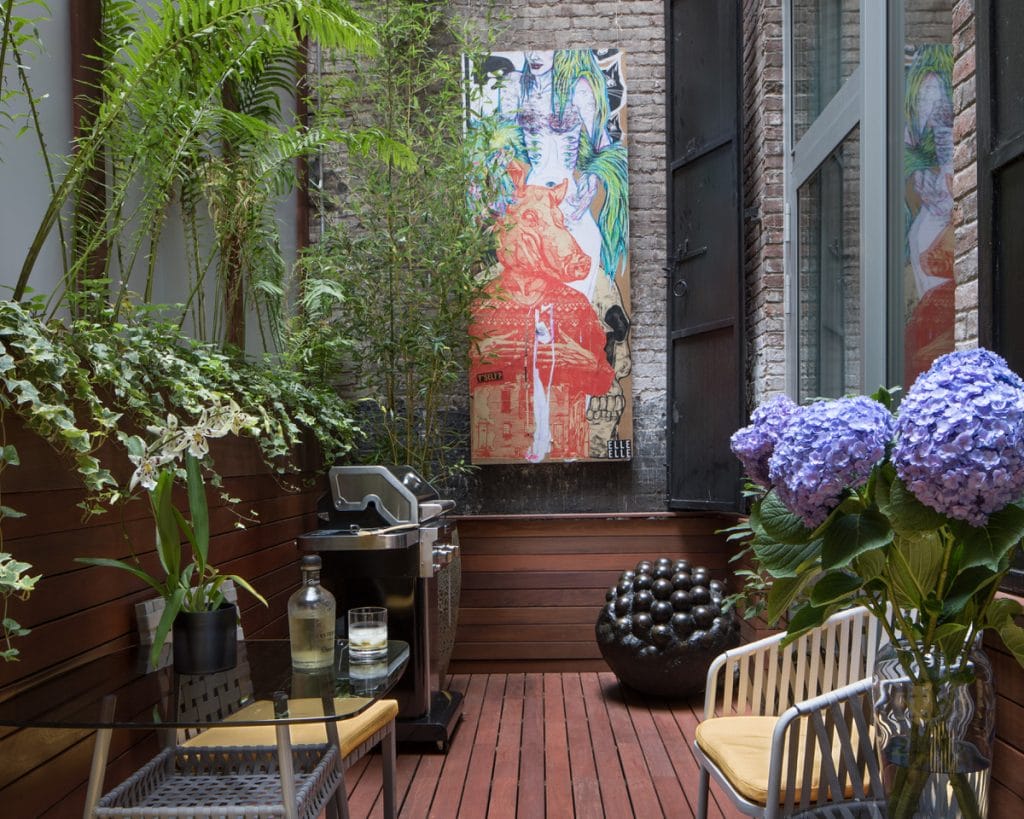 Small patio decor ideas for BBQ & dining area, by Decorilla designer, Joyce T.
