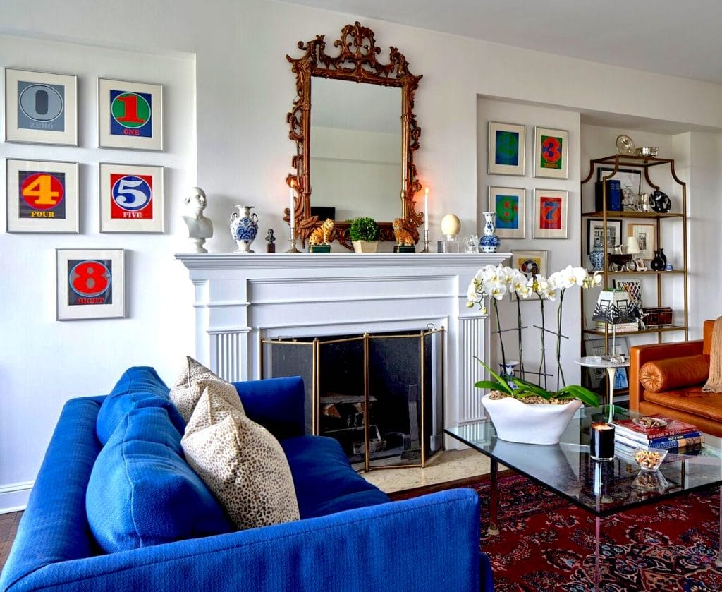Eclectic living room interior design by Decorilla designer, Elizabeth G,