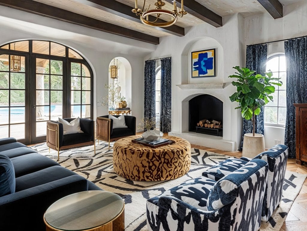 Eclectic living room interior with rustic elements, by Decorilla
