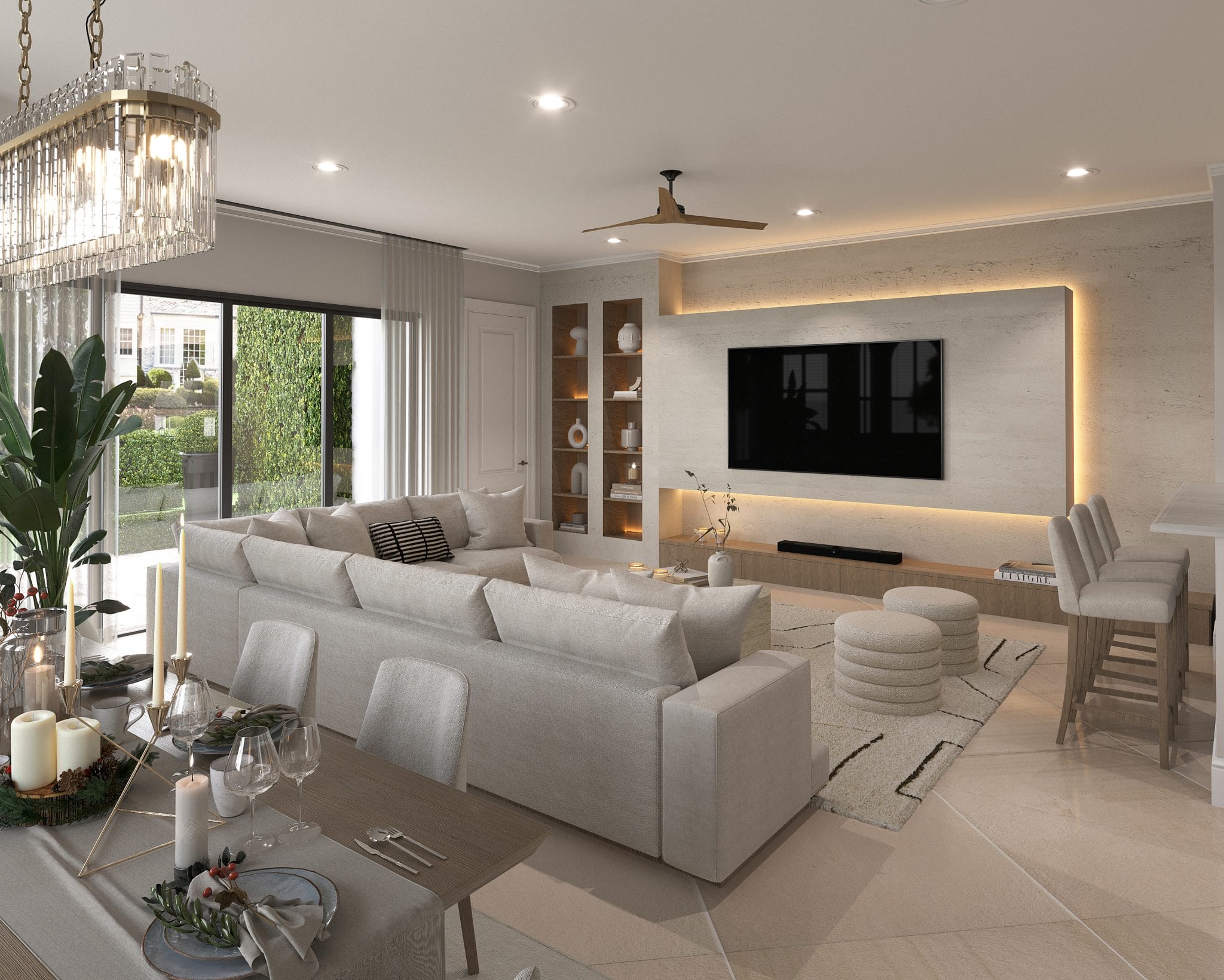 Before & After: Modern White Living Room, Dining Room + Kitchen ...