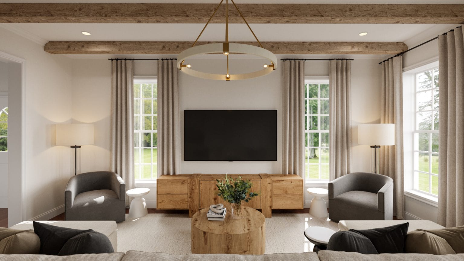 Before & After: Refined Family Room Design - Decorilla
