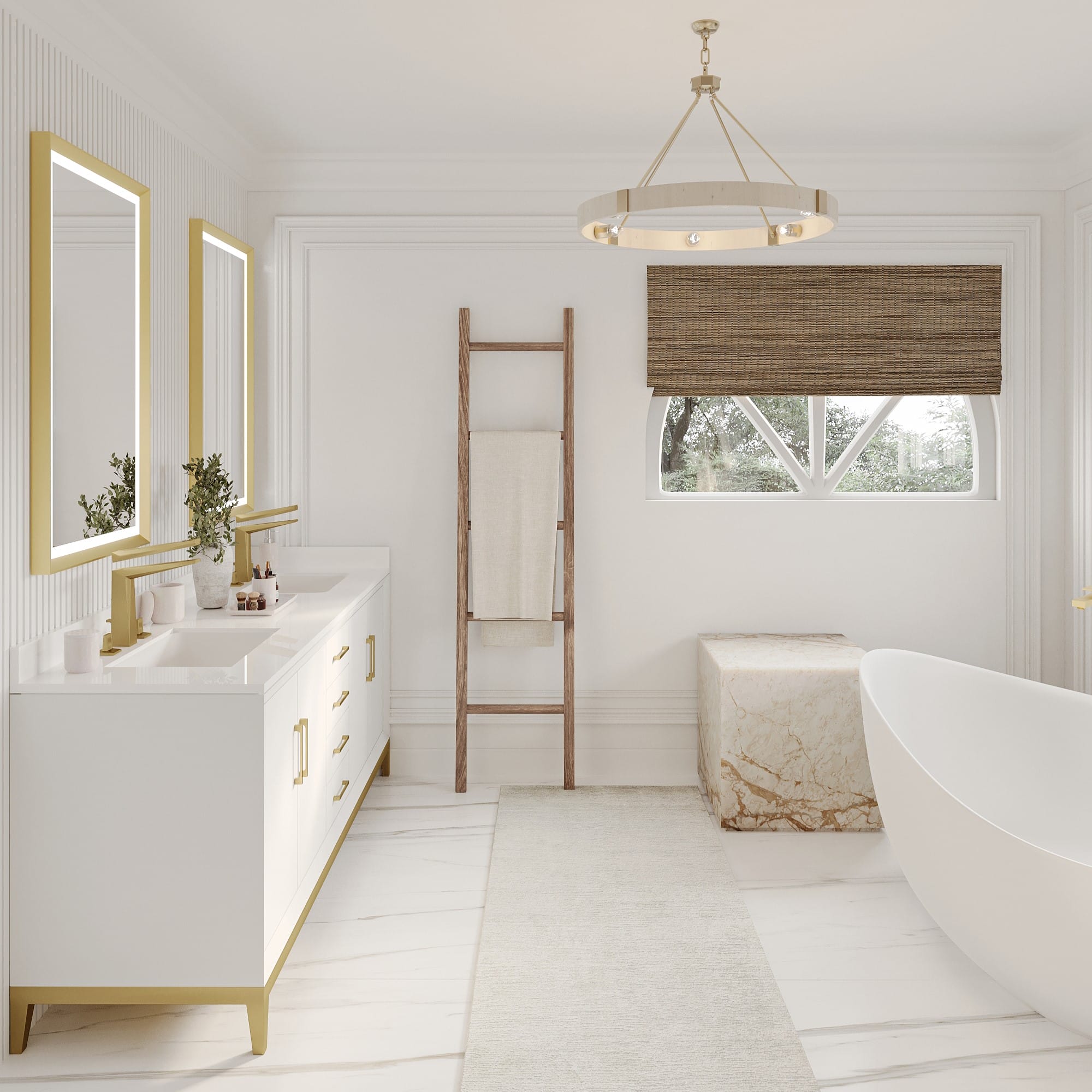 Before & After: Lavish White and Gold Bathroom Remodel - Decorilla ...