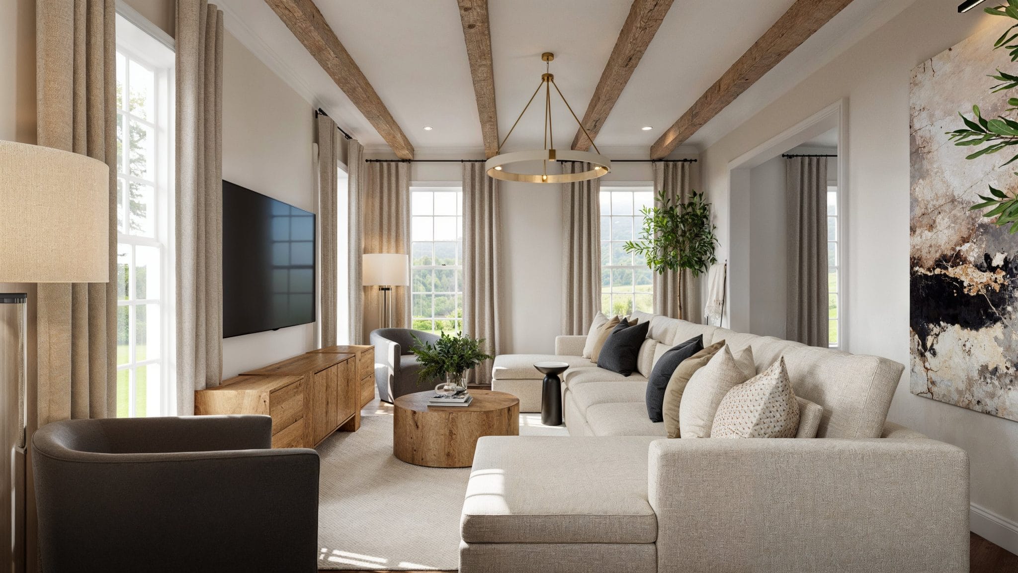 Before & After: Refined Family Room Design - Decorilla