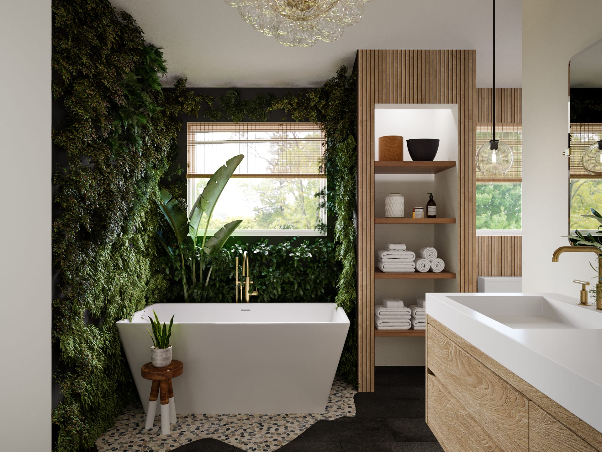 Before & After: One-of-a-Kind Rocky Jungle Bathroom