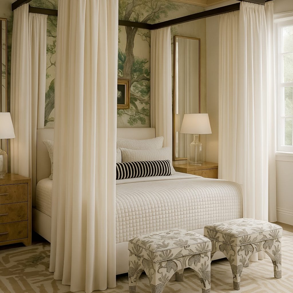 High-end romantic bedroom ideas by Decorilla designer, Marya W.
