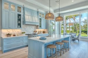 Coastal colorful kitchen by Decorilla