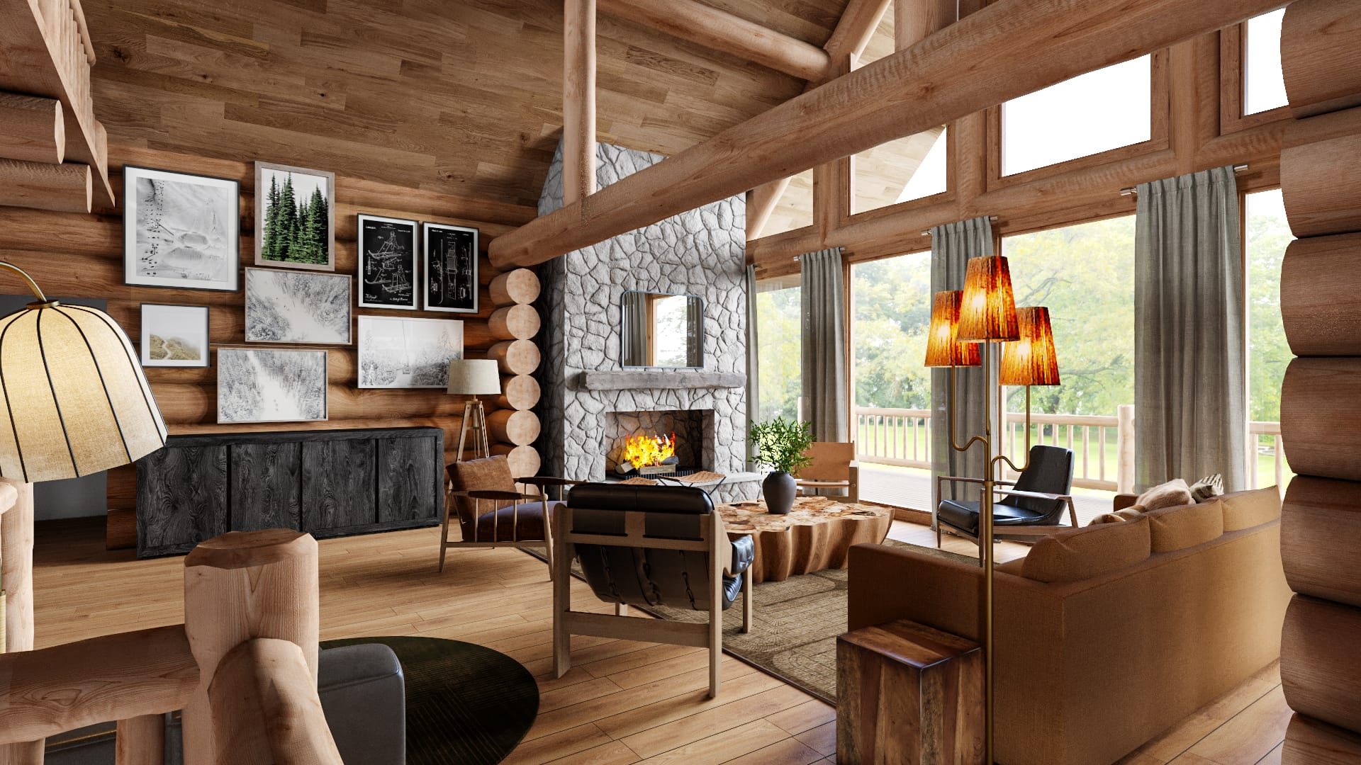 Before &amp; After: Cozy Log Cabin Interior Refresh - Decorilla Online ...