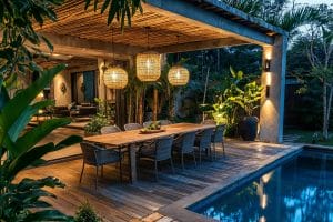 Stylish boho modern outdoor dining ideas by Decorilla