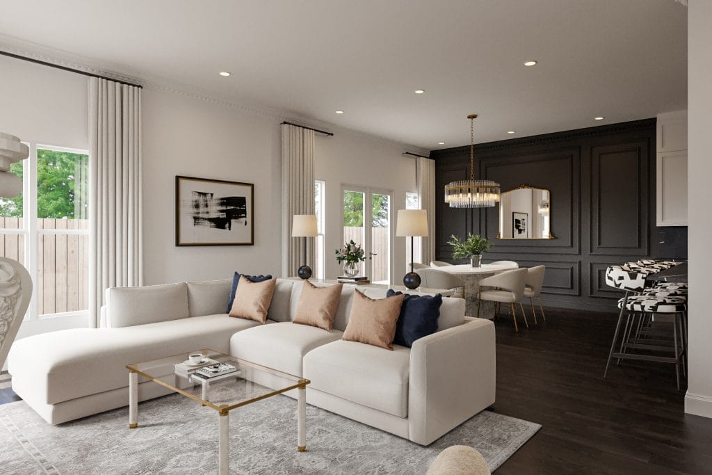 Bold contrasts and soft textures shape this modern transitional home by Decorilla