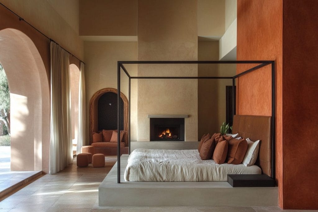 Contemporary minimalist bedroom with stucco wall texture design by DECORILLA