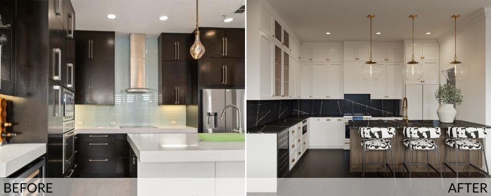 Kitchen layout before and after design by Decorilla
